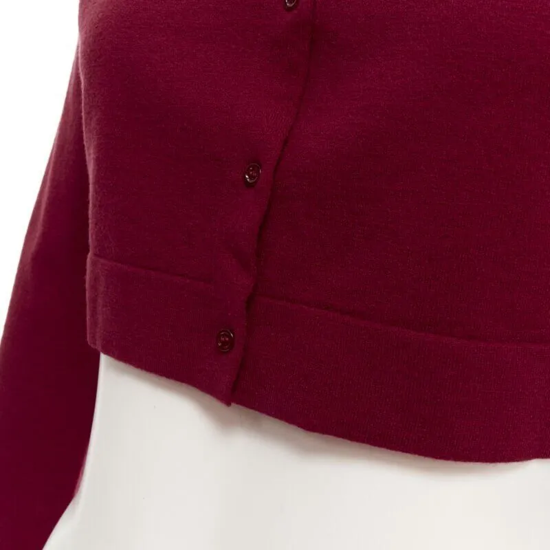 ALAIA Signature cropped stretch knit button cardigan Garance red FR36 XS