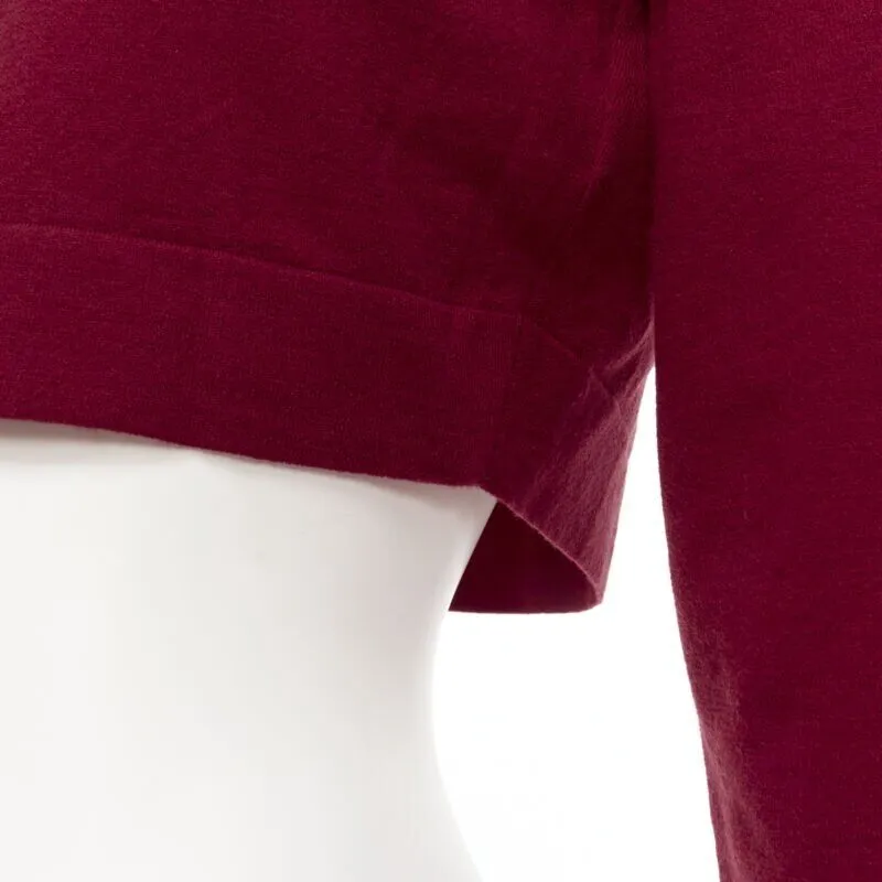 ALAIA Signature cropped stretch knit button cardigan Garance red FR36 XS