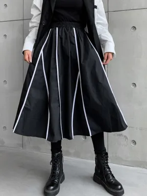 Asymmetrical Elastic Waist Spliced Skirt
