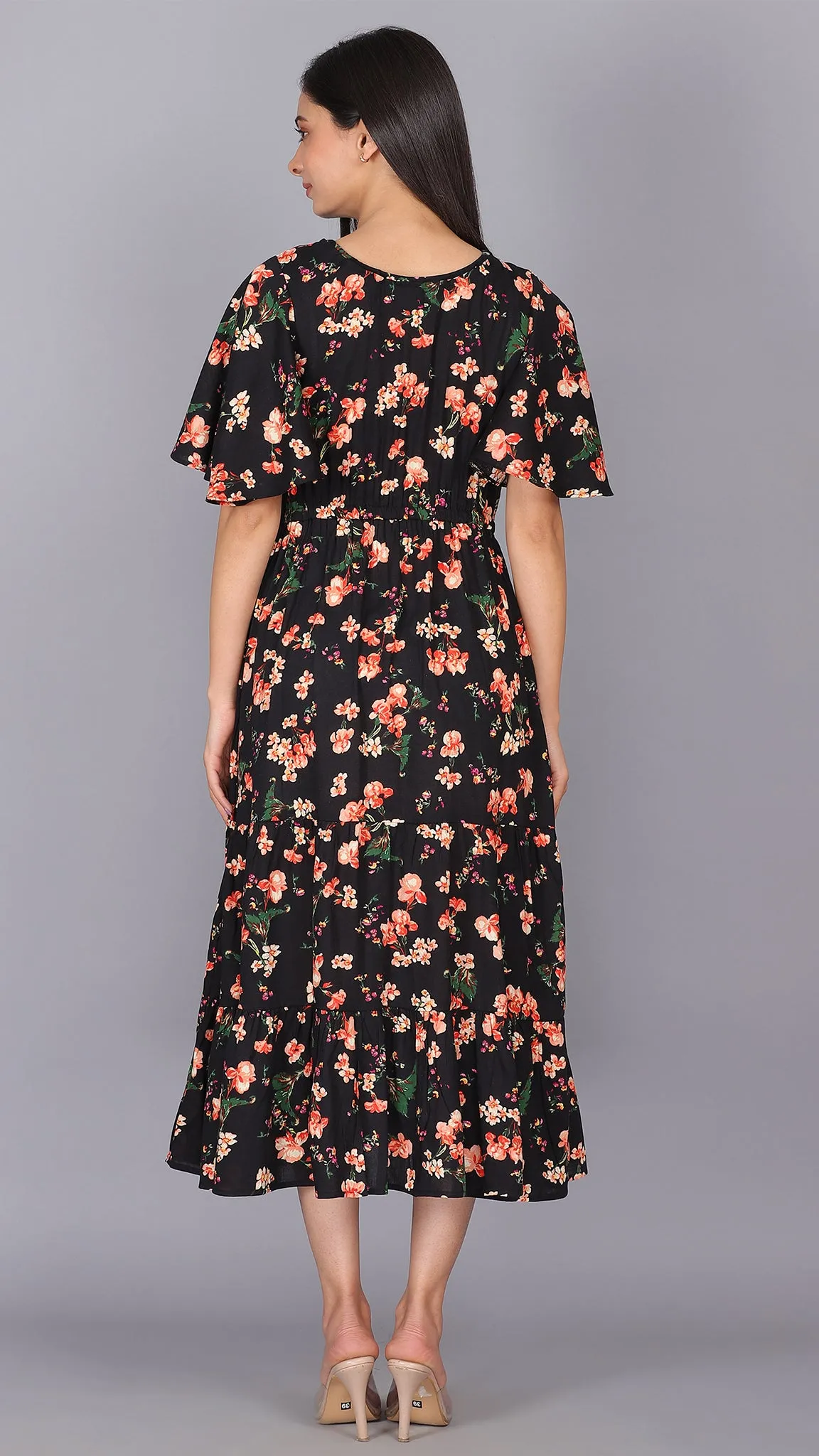 Black Always My Choice Floral Dress