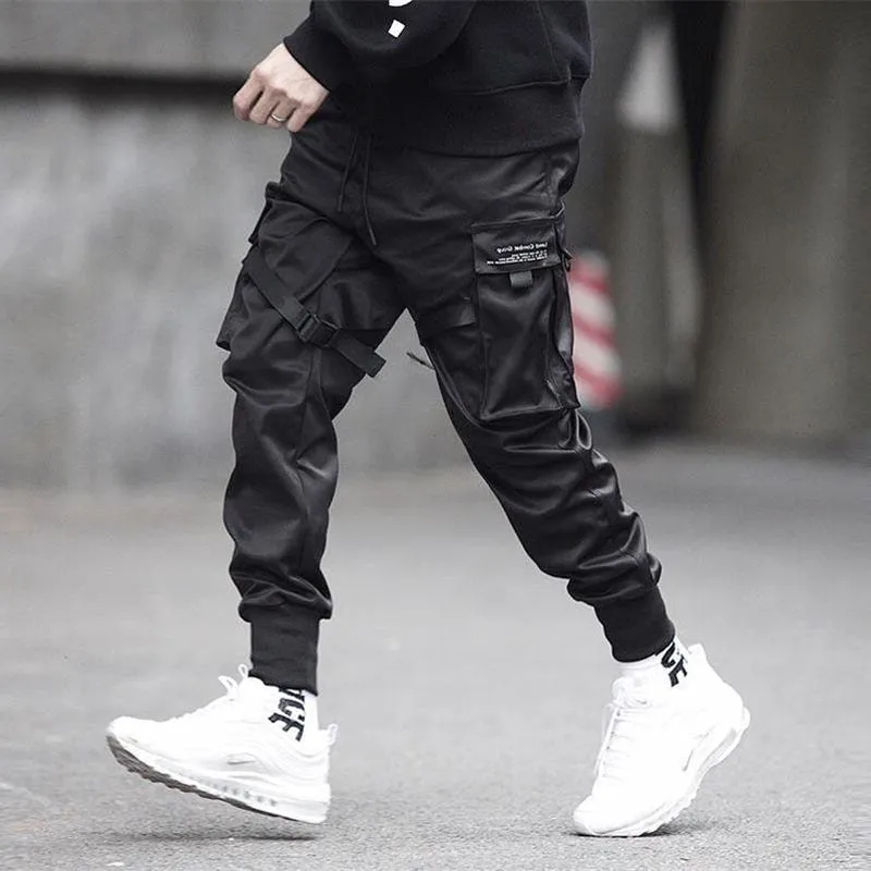 Black Hip Hop Cargo Pants Men Streetwear Fashion Cotton Joggers Sweatpants Casual Harem Trousers Summer Harajuku Tide Clothing