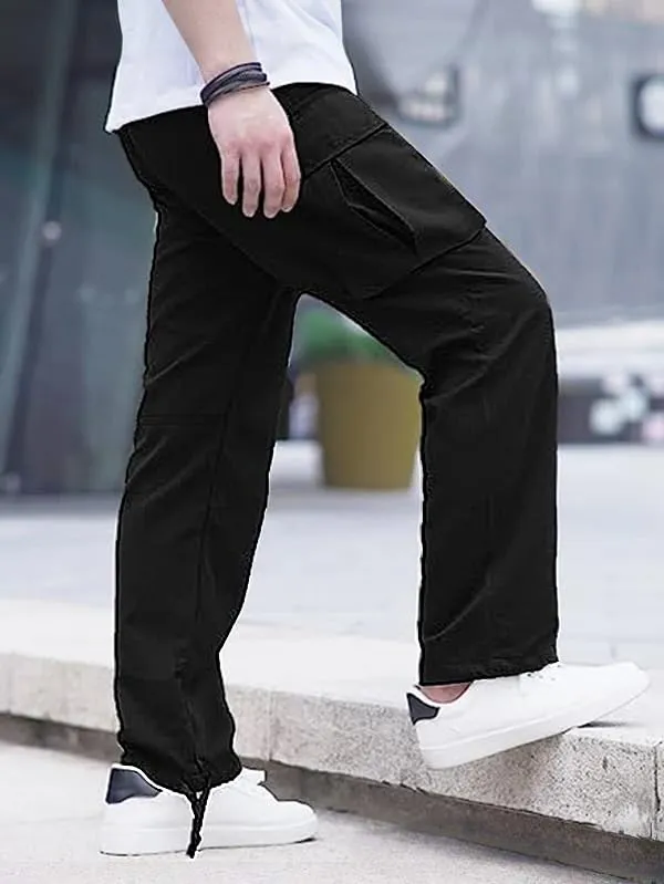 Black Men's Cargo Pocket Casual Pants