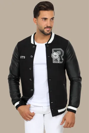 Black Patched Bomber Jacket: Classic Cool with a Stylish Edge