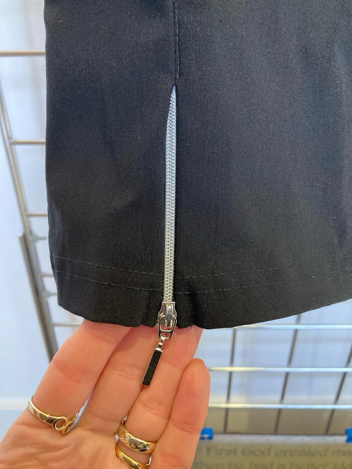 Black stretch zip pants