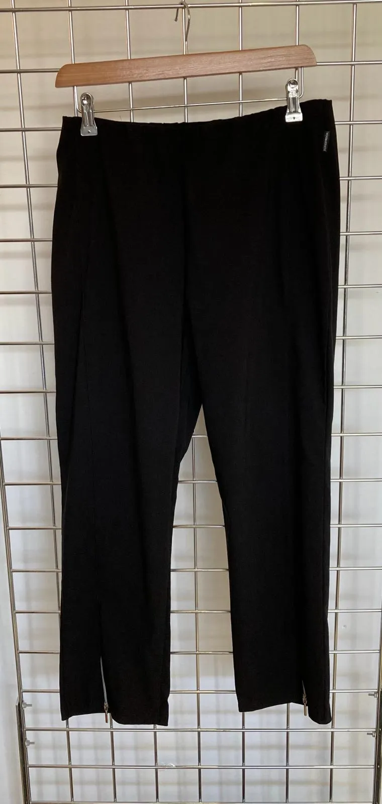 Black stretch zip pants