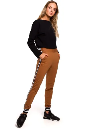 Brown Two Tone Women Joggers