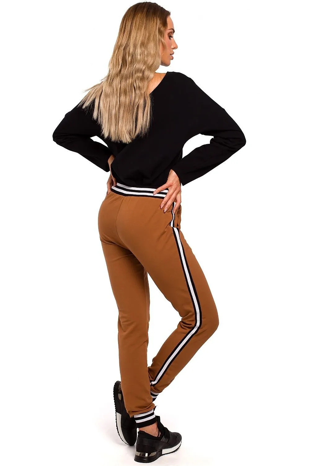 Brown Two Tone Women Joggers