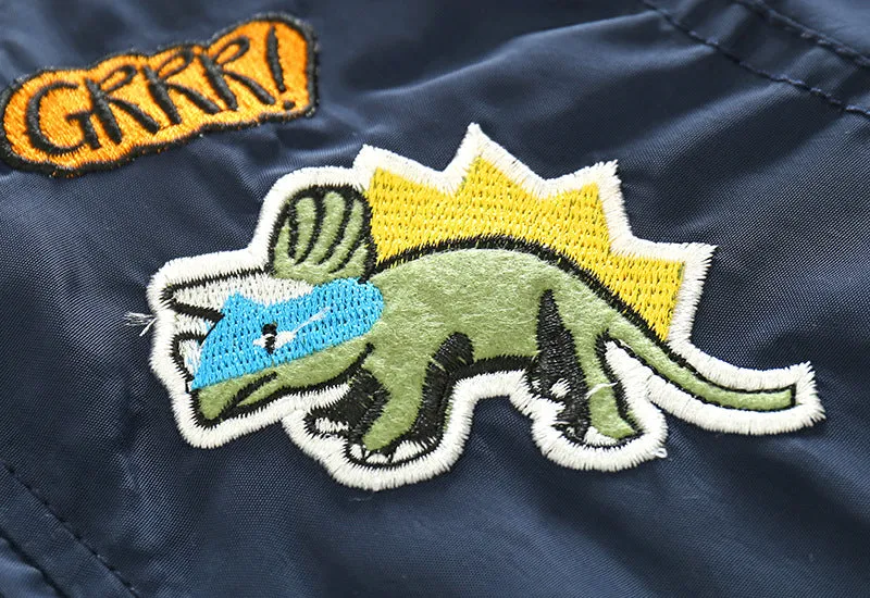 Cartoon embroidered Bomber Jacket for Boys. Teal.