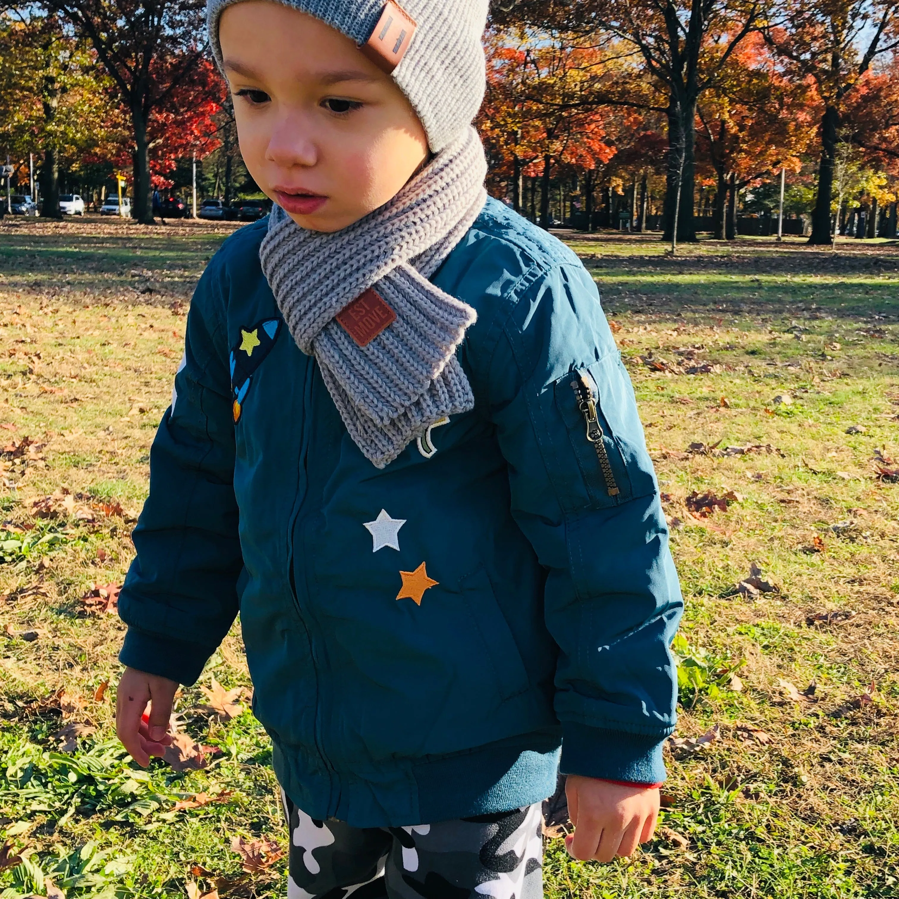Cartoon embroidered Bomber Jacket for Boys. Teal.