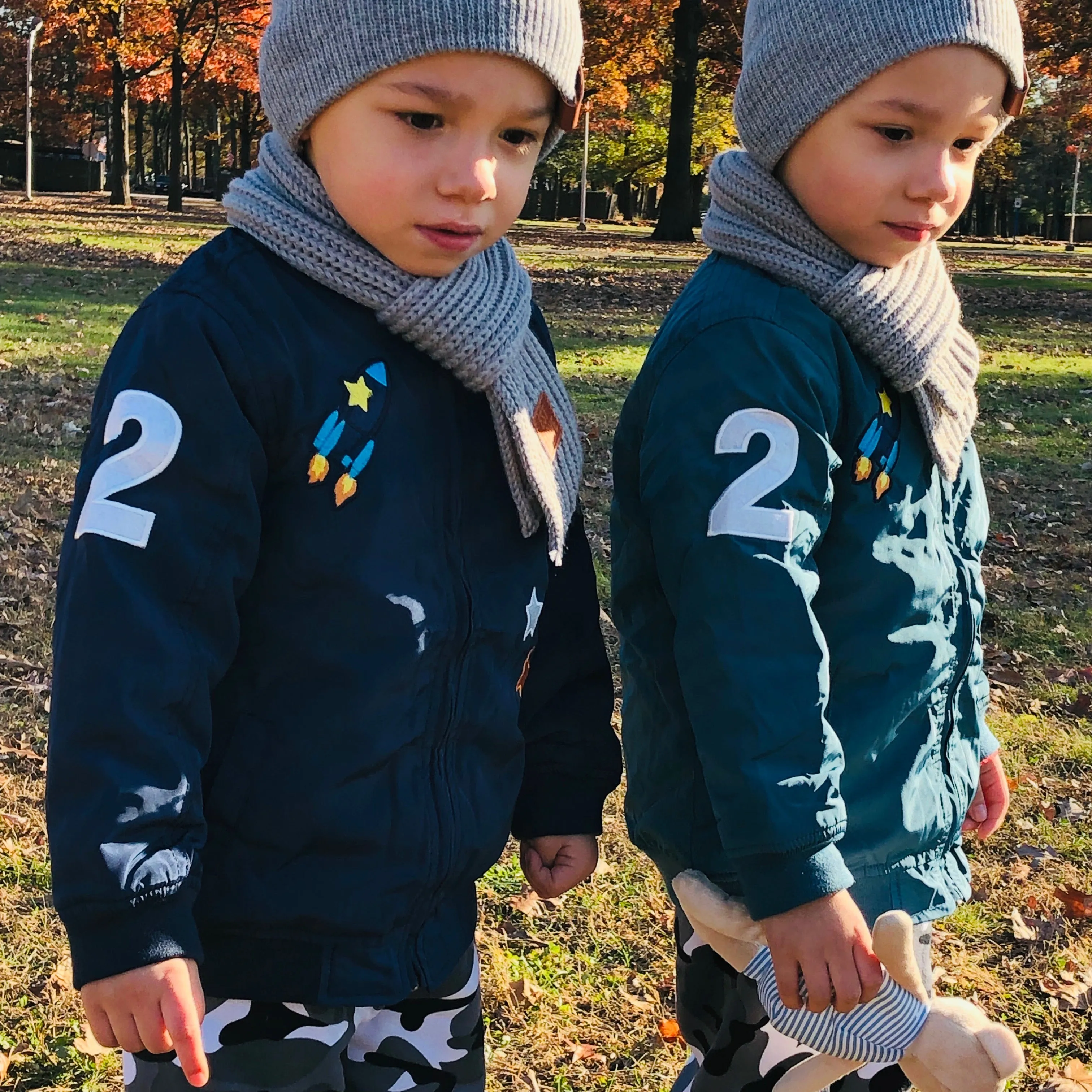 Cartoon embroidered Bomber Jacket for Boys. Teal.