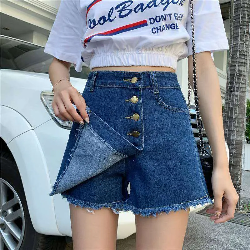 Casual Summer Jean Denim Shorts Skirts Female Vintage High Waist Short Pants