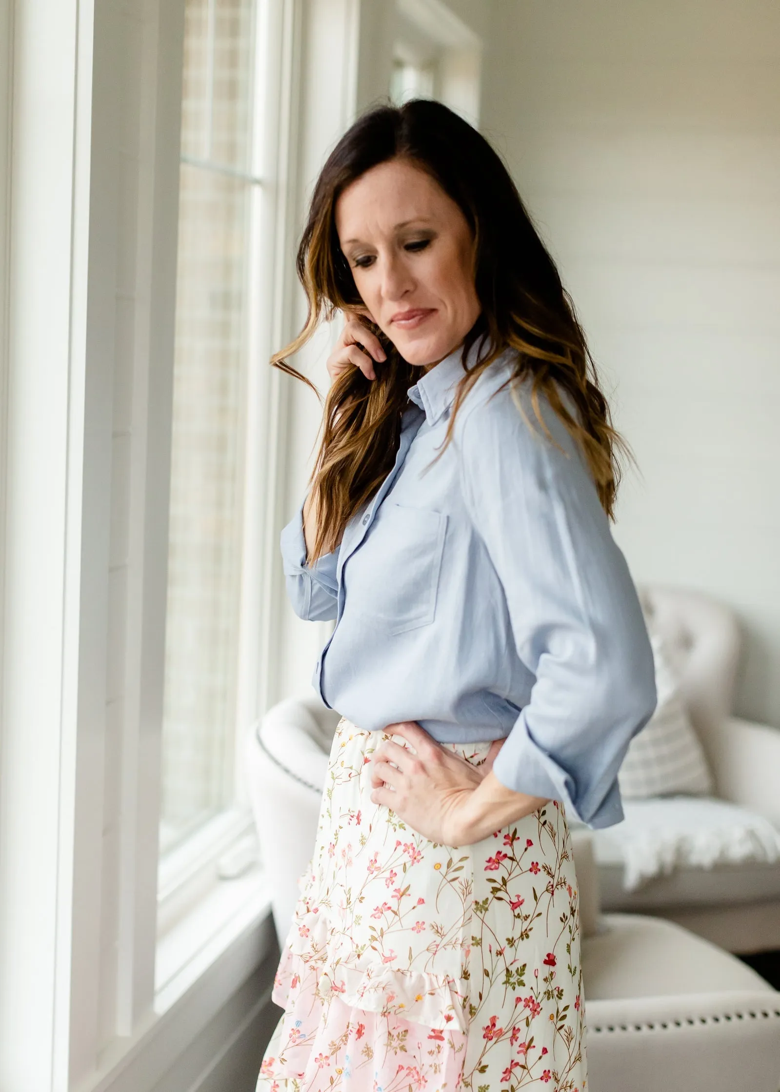 Chambray Style Denim Top - FINAL SALE