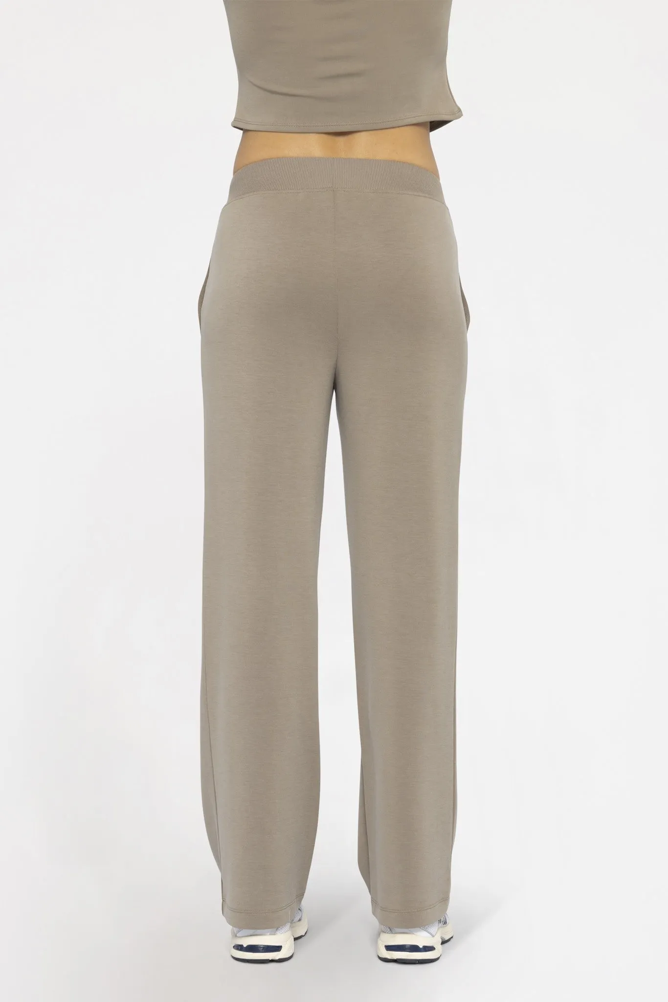 Chic Wide Leg Lounge Pants in Warm Grey