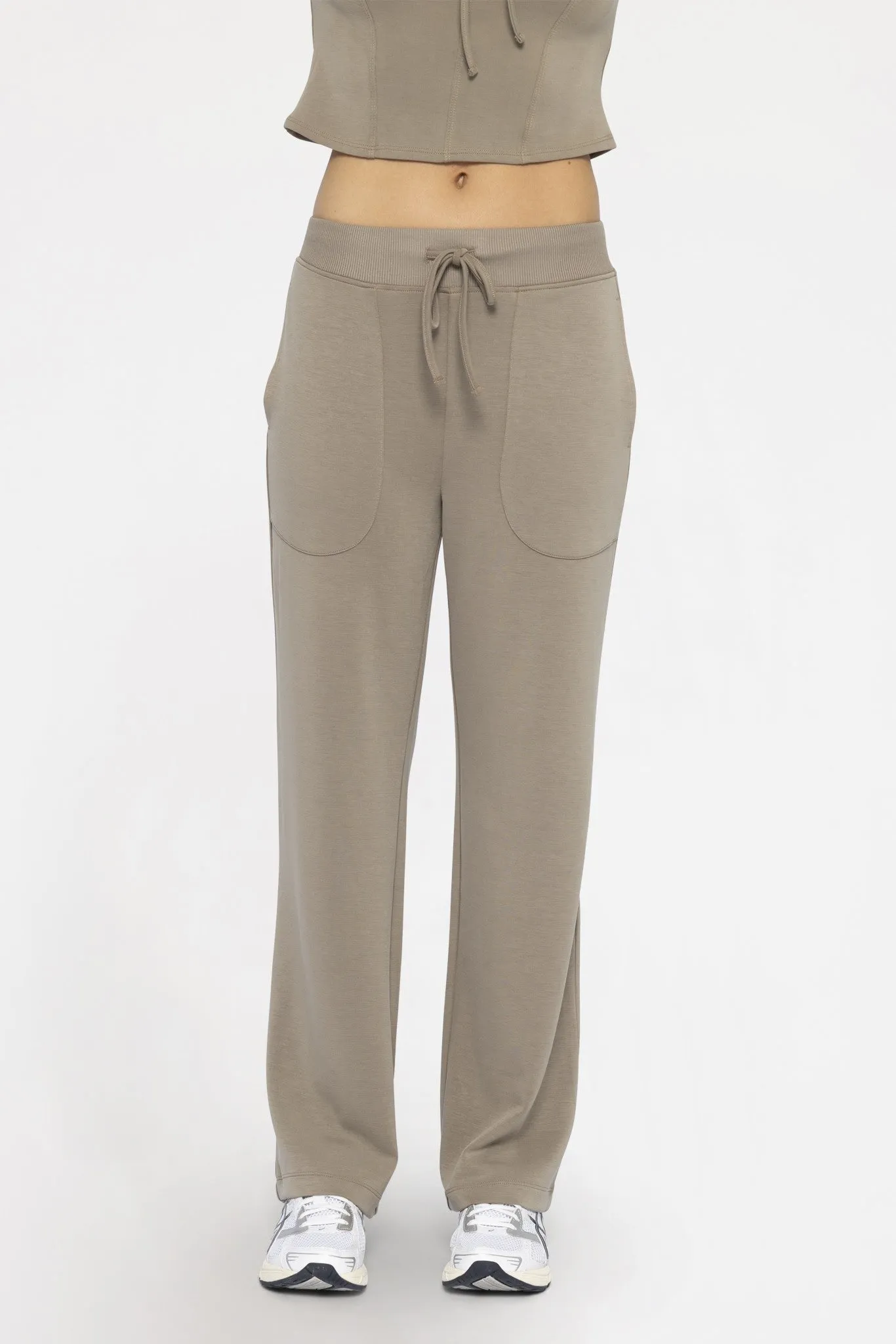 Chic Wide Leg Lounge Pants in Warm Grey