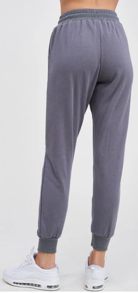 Chill Nights Distressed Joggers-charcoal