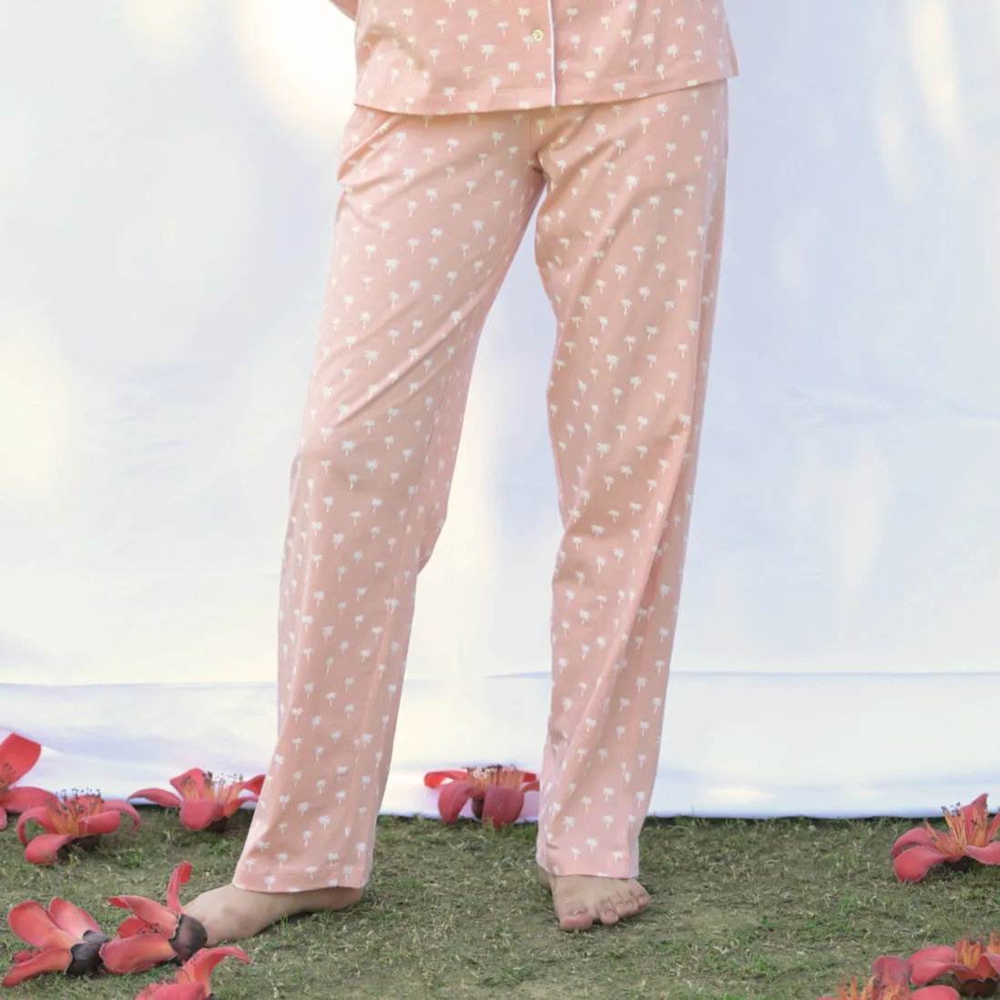 Cosy cocoon PJ  Blue Palm Prints (Bottom)