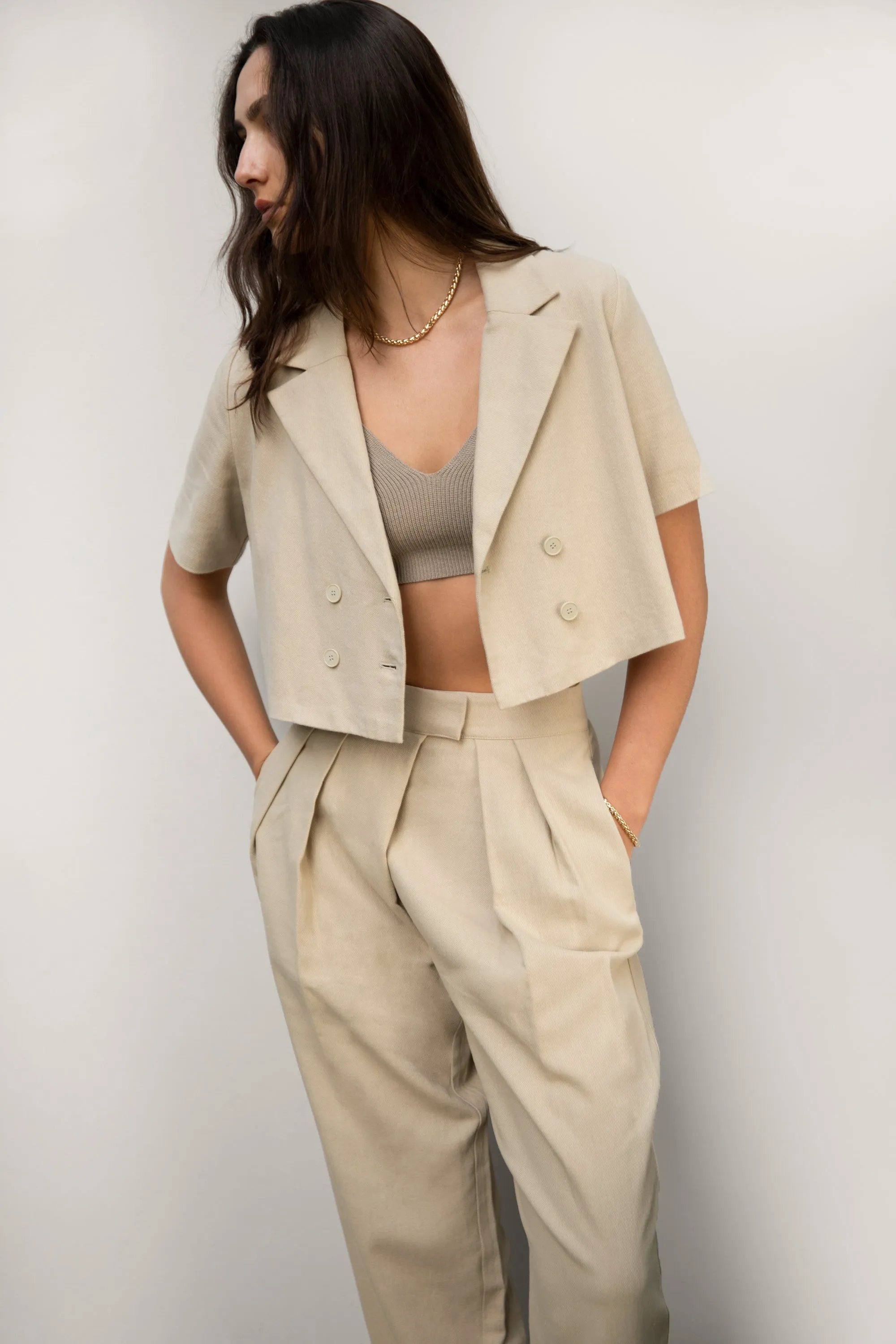 COTTON LINEN WOVEN TOP