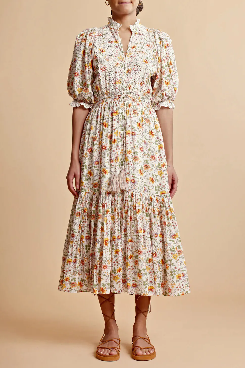 Cotton Slub Midi Dress in Delightful