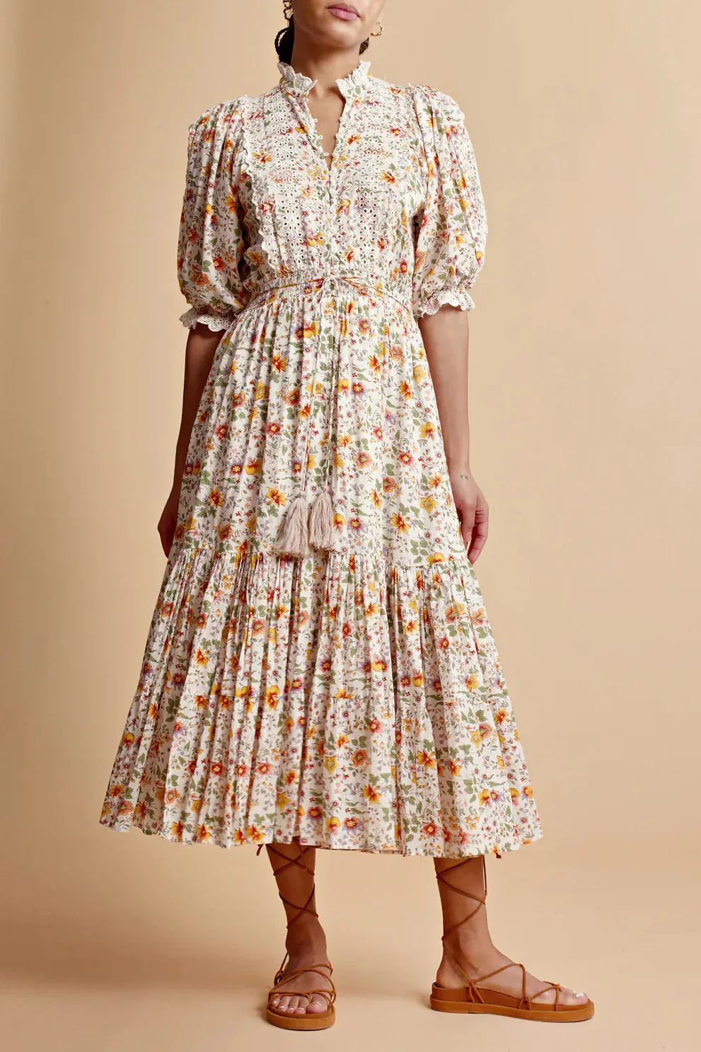 Cotton Slub Midi Dress in Delightful