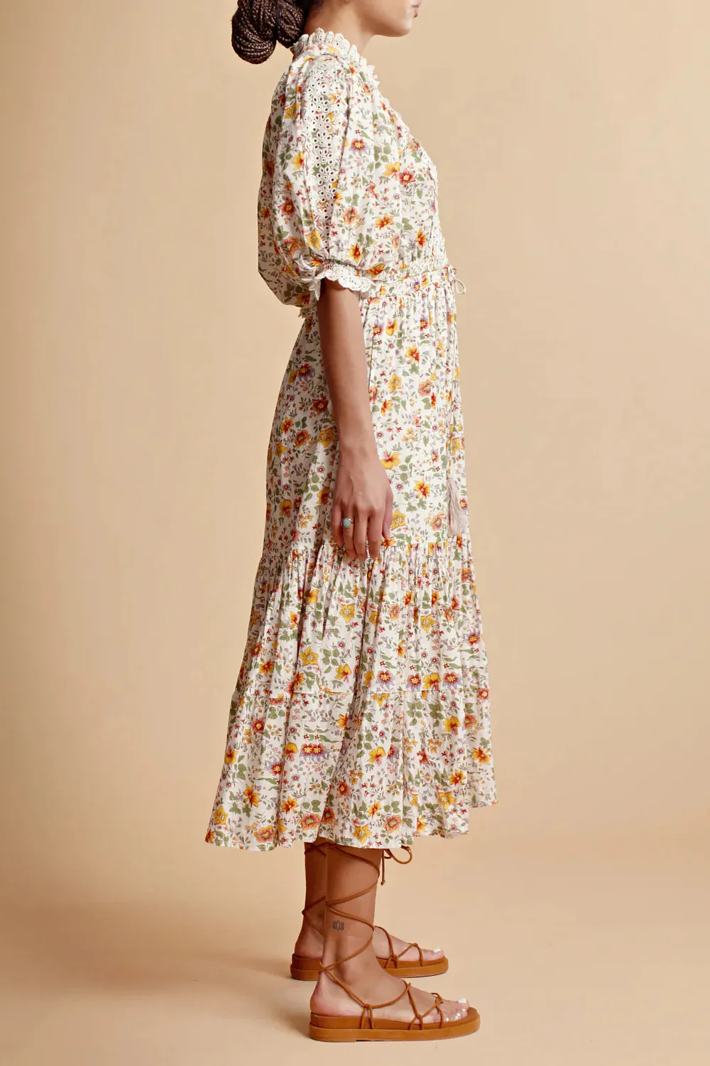 Cotton Slub Midi Dress in Delightful
