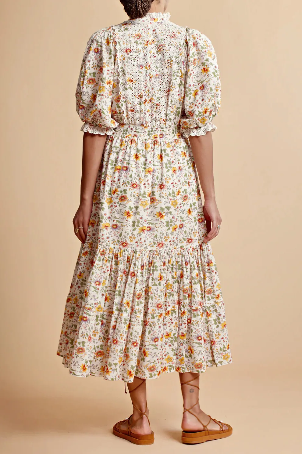 Cotton Slub Midi Dress in Delightful