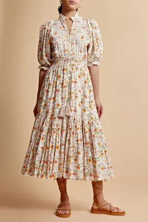 Cotton Slub Midi Dress in Delightful