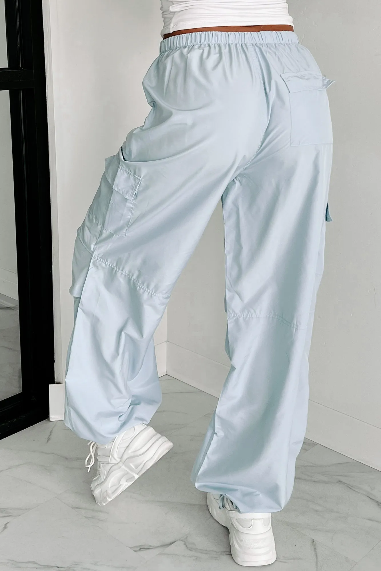 Craving Adventure Wide Leg Cargo Pants (Powder Blue)