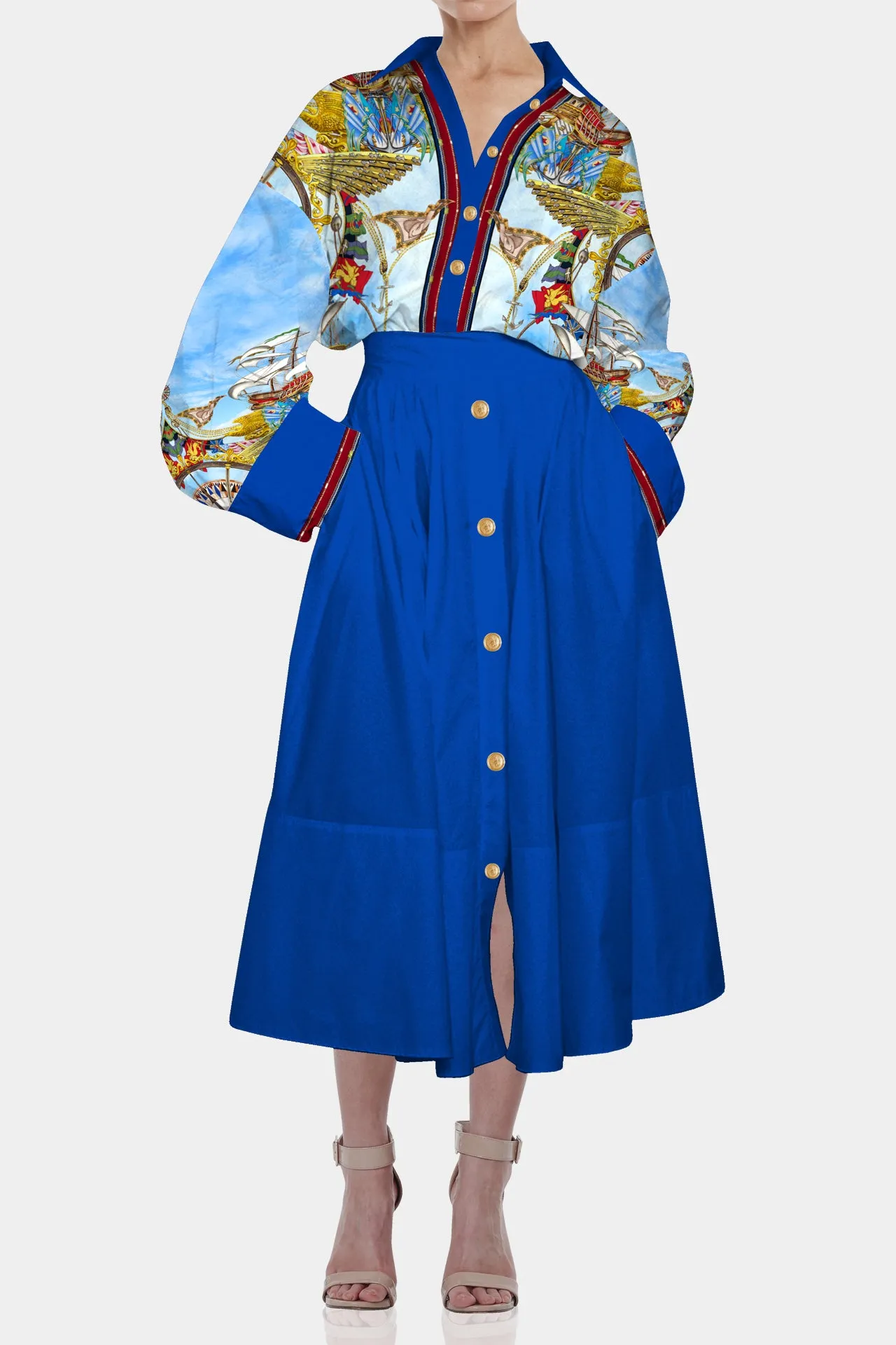 Designer Navy Blue Midi Skirts
