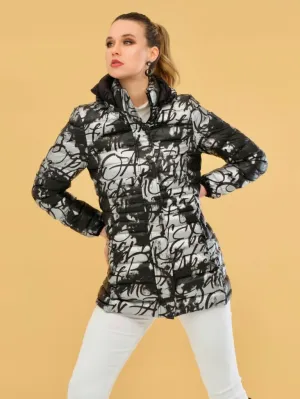 Dolcezza - Puffer Jacket with Hood - Silver-Grey