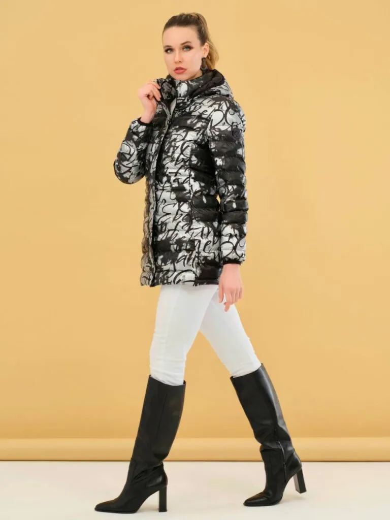 Dolcezza - Puffer Jacket with Hood - Silver-Grey