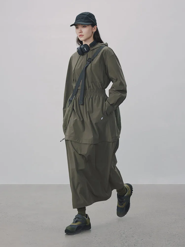 Drawstring A-Line Casual Long-Skirt