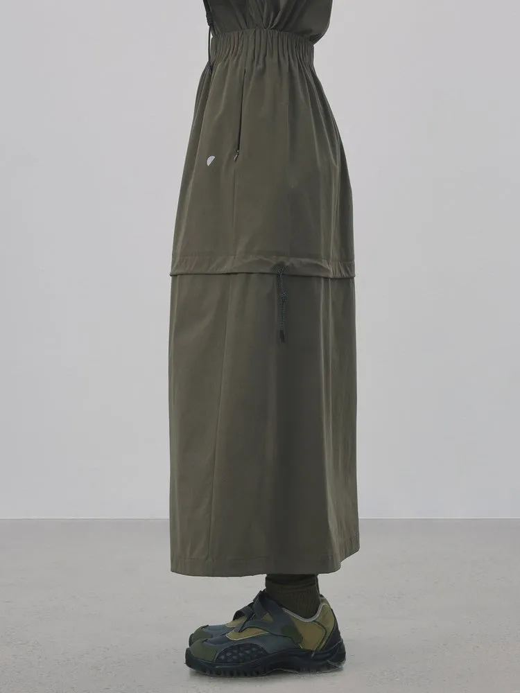 Drawstring A-Line Casual Long-Skirt