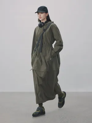 Drawstring A-Line Casual Long-Skirt