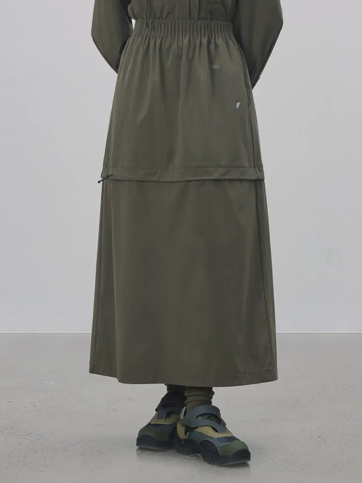 Drawstring A-Line Casual Long-Skirt