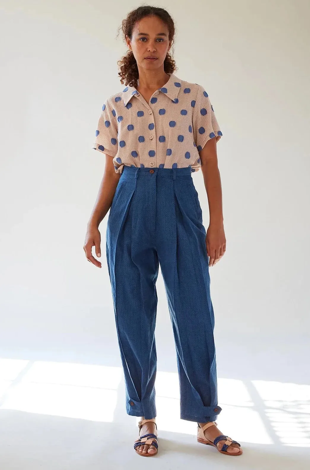 Elita Pant, Indigo Dobby
