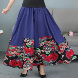 Fans Pattern Traditional Chinese Style Expansion Pleated Skirt