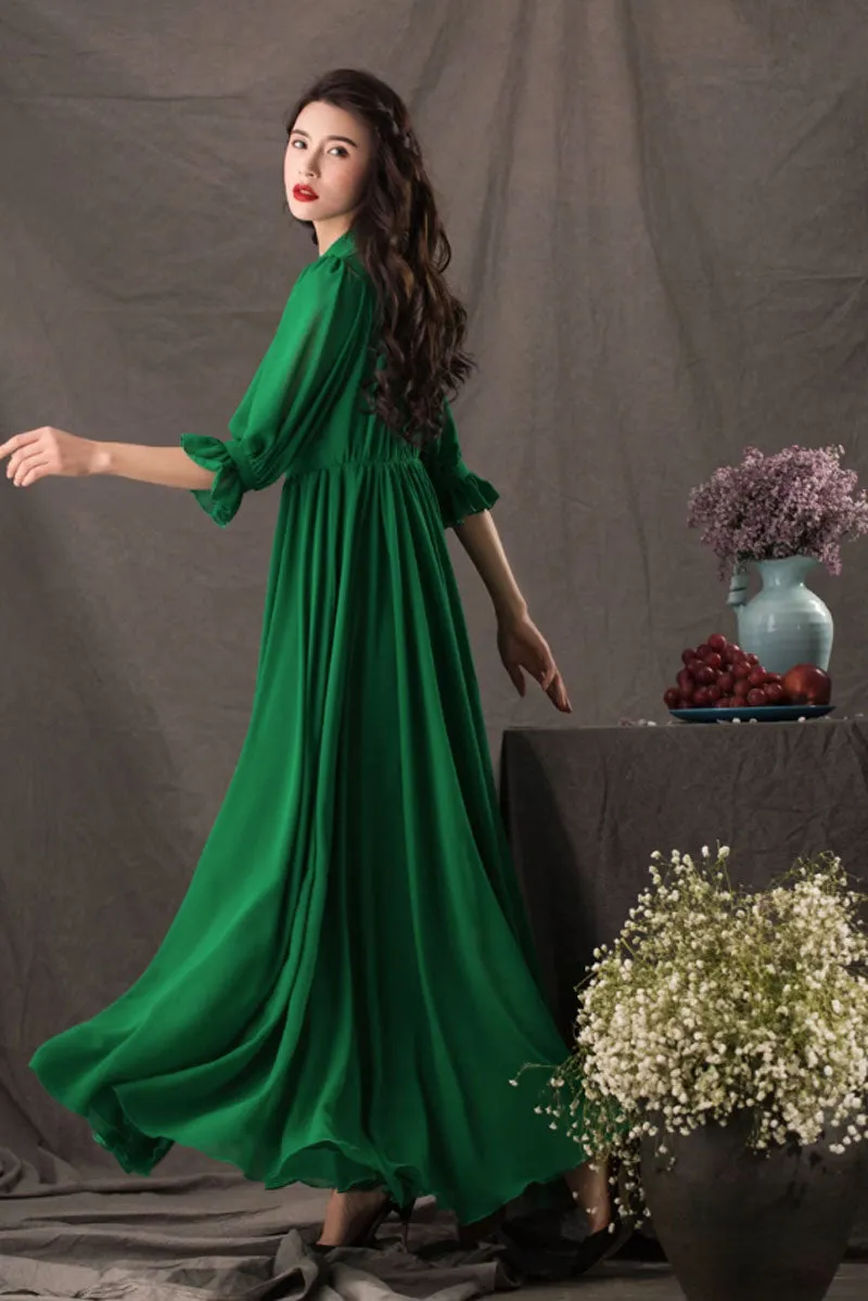 fit and flare prom chiffon dress women 4448