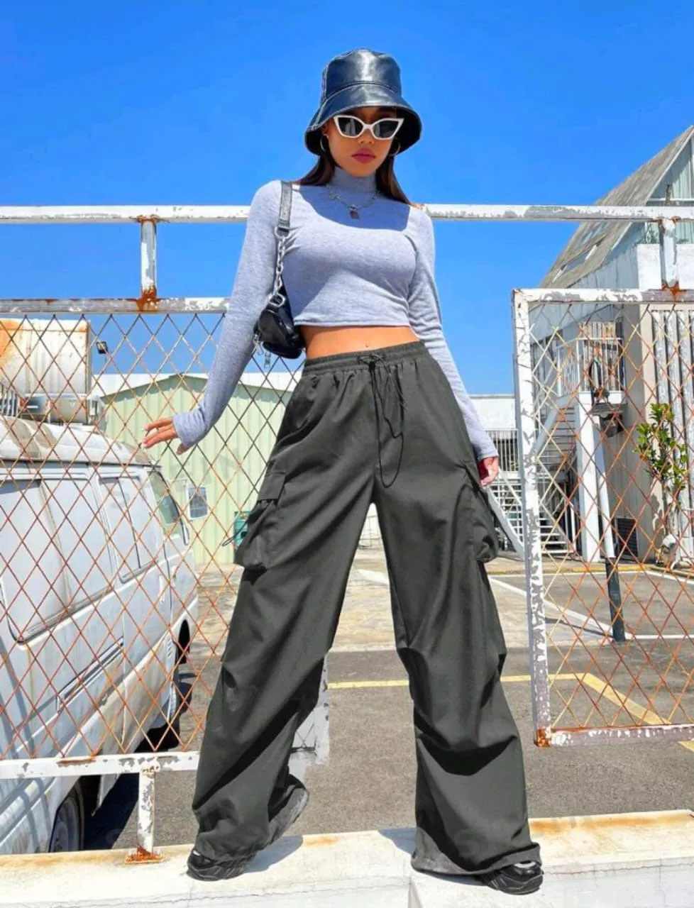 Flap Pocket Side Drawstring Cargo Pants