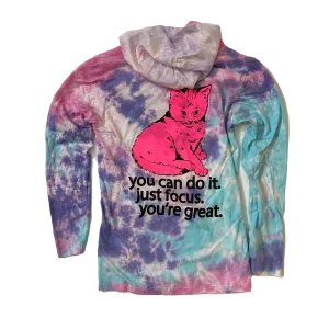 Focus Cat Long Sleeve T Hoodie - Cotton Candy