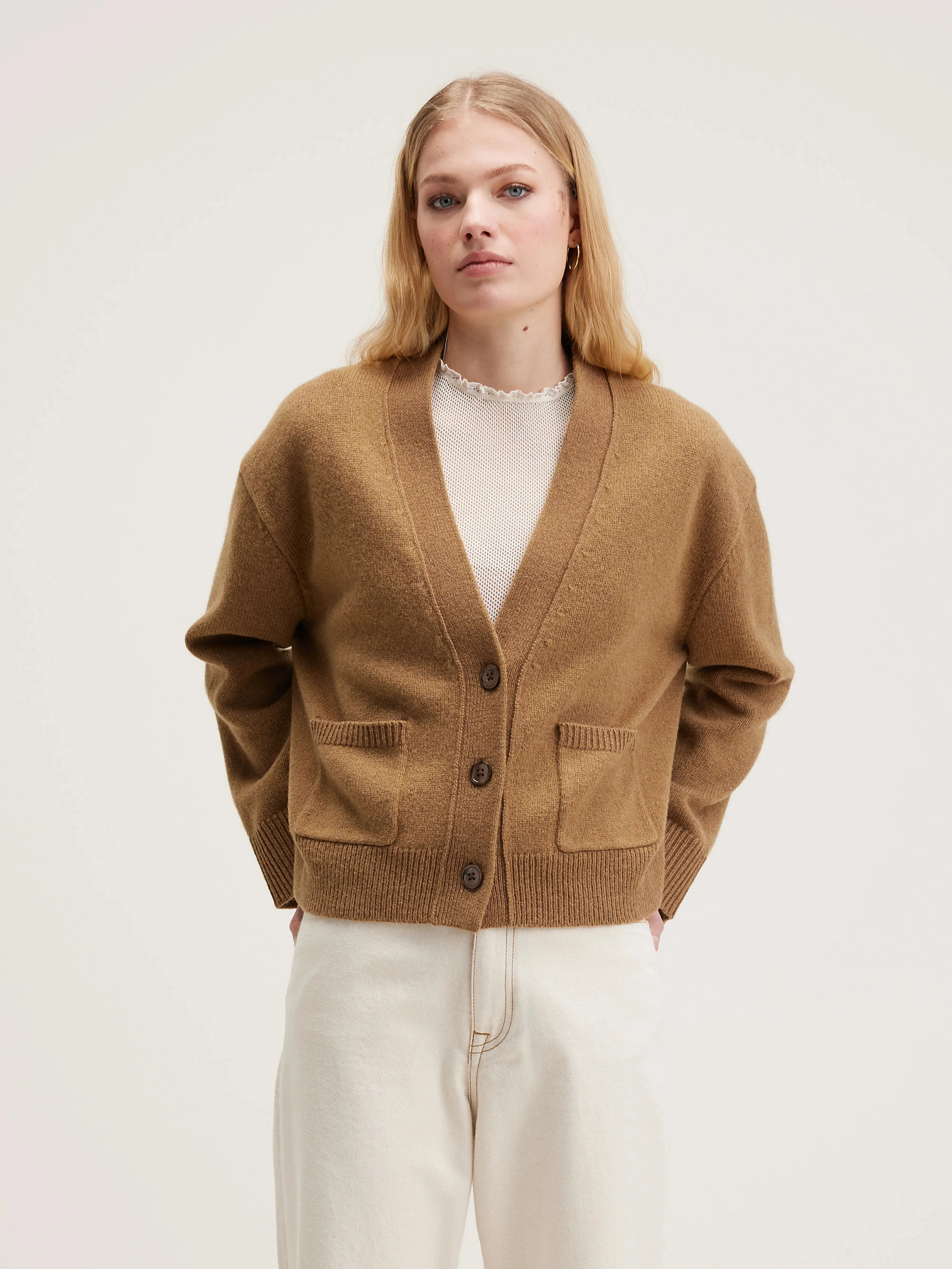 Gaddin boxy cardigan (242 / W / TAN)