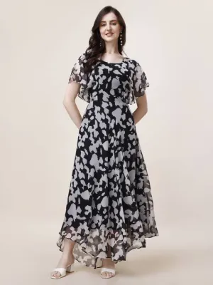 Graceful Georgette Fit and Flare Maxi Dress