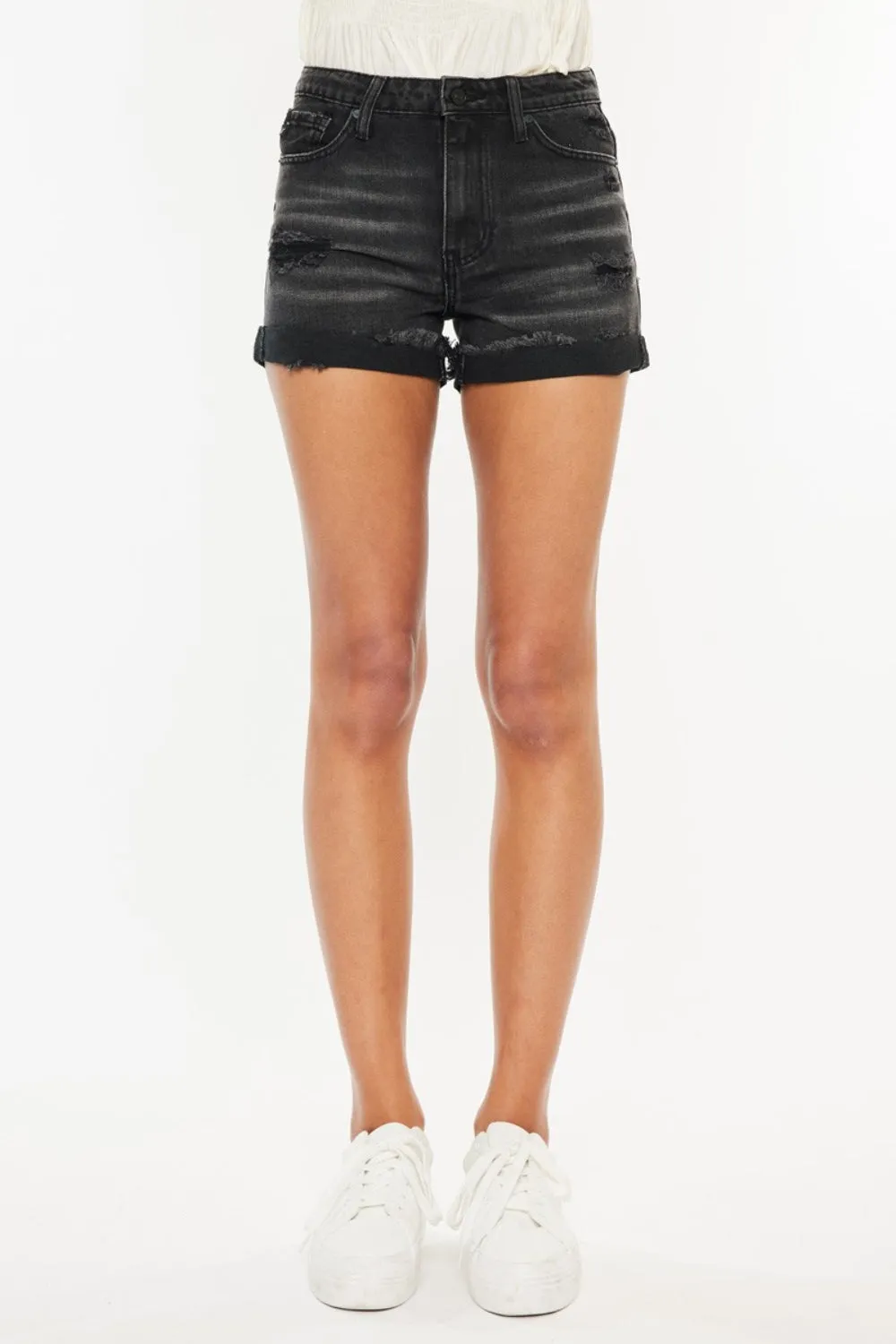 Hazel Blues® |  Kancan High Waist Distressed Denim Shorts