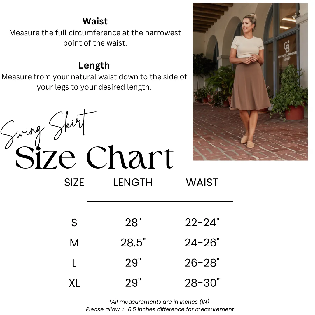 High Waist Fold Over A-Line Flared Midi Swing Skirt