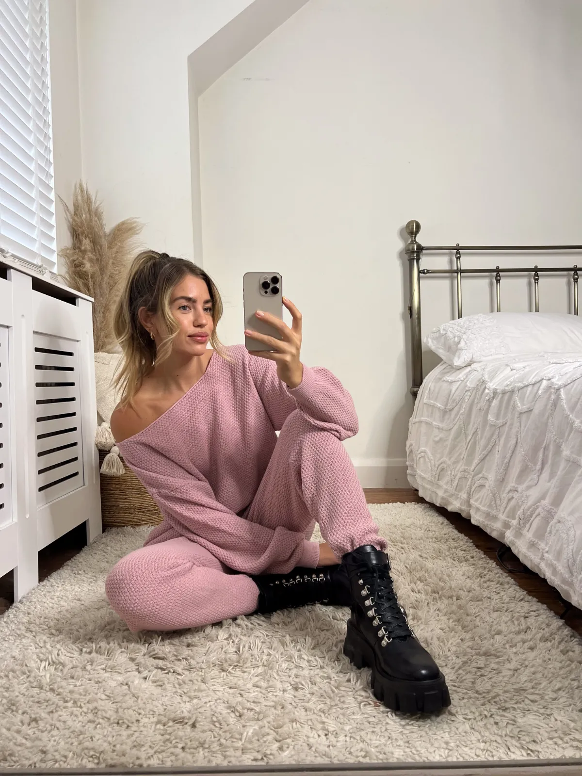 Imogen Waffle Jogger / Pink