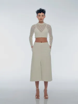 ISABELLA MIDI LEATHER SKIRT - COCONUT SAMPLE