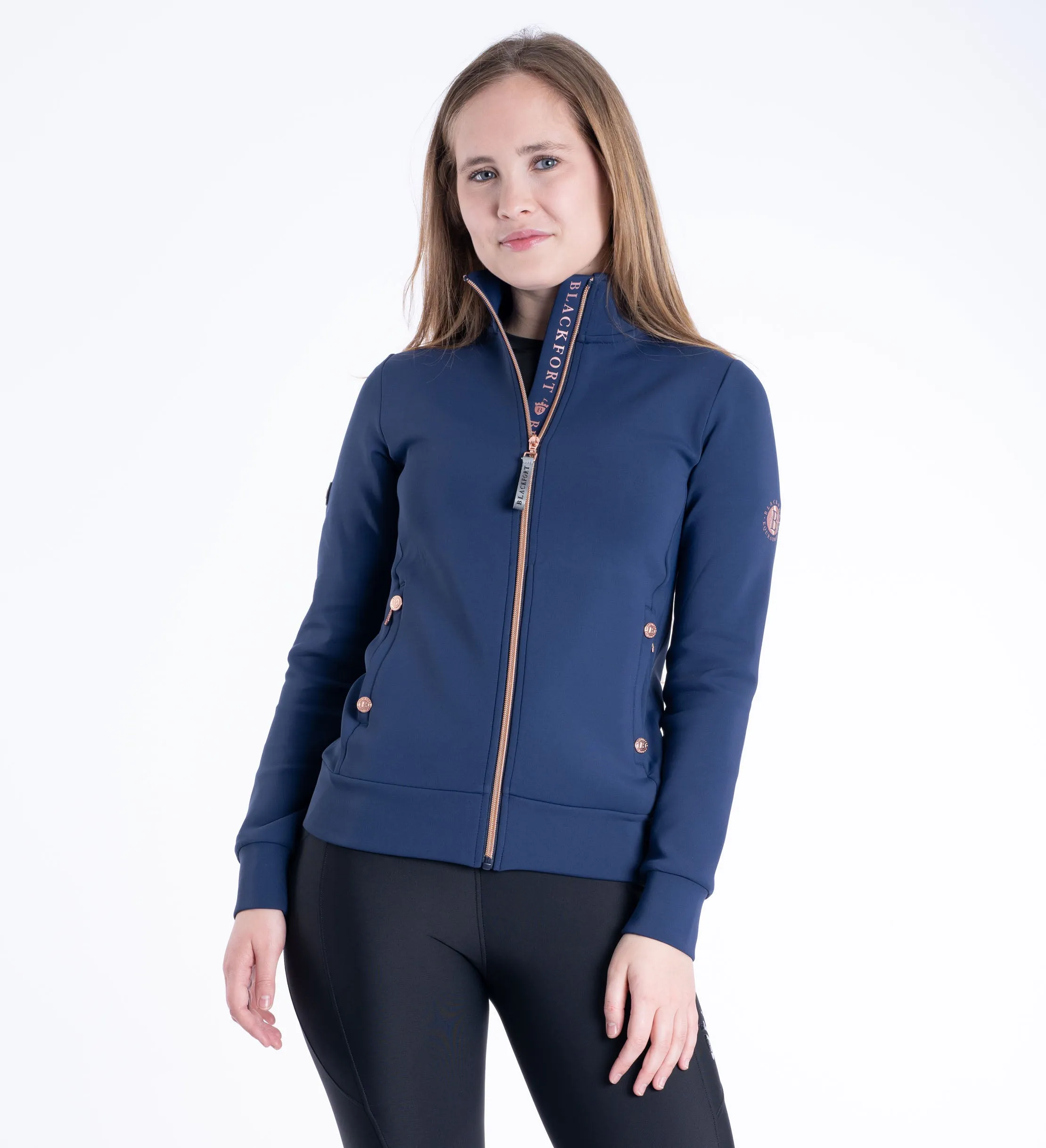 Jenny Navy & Rose Gold Zip Up