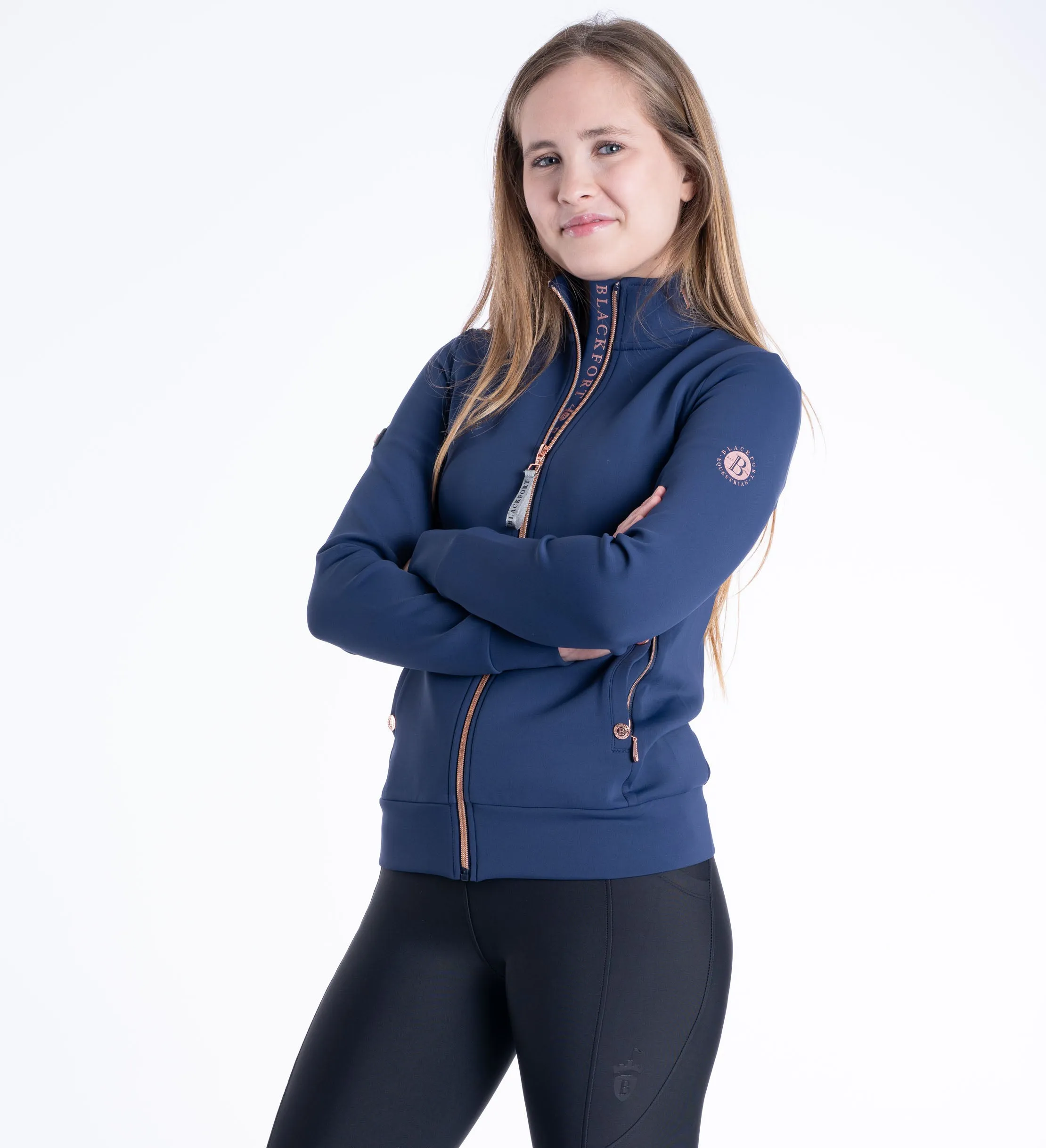 Jenny Navy & Rose Gold Zip Up