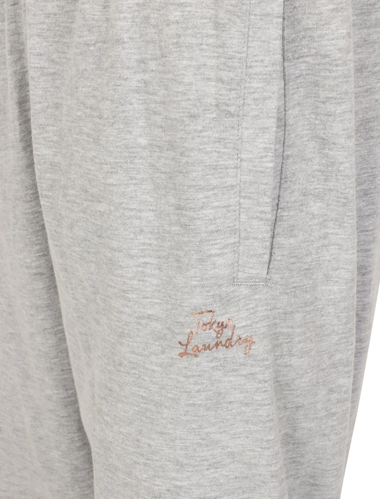 Jess Rose Gold Foil Cotton Jersey 2pcs Lounge Set In Light Grey Marl - Tokyo Laundry