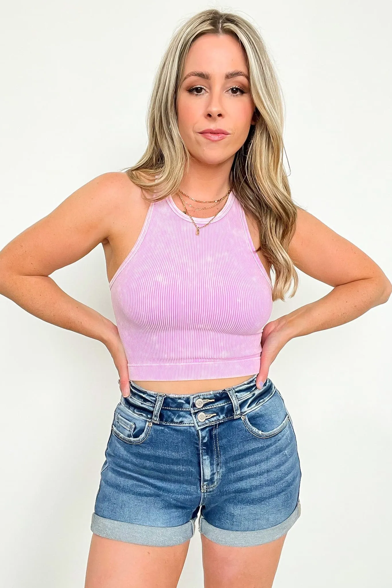 Katiah Cuffed Double Button Denim Shorts