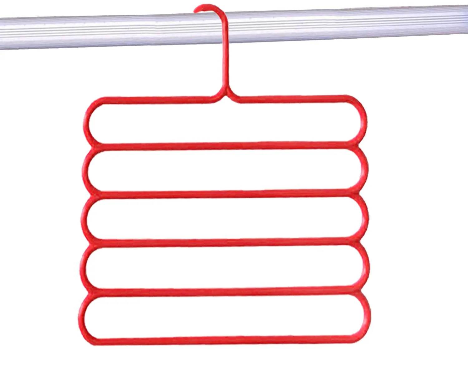 Kuber Industries 2 Pieces Multi-Purpose 5 Layer Pants Clothes Hanger Wardrobe Storage Organizer (Multicolour) - CTKTC23483